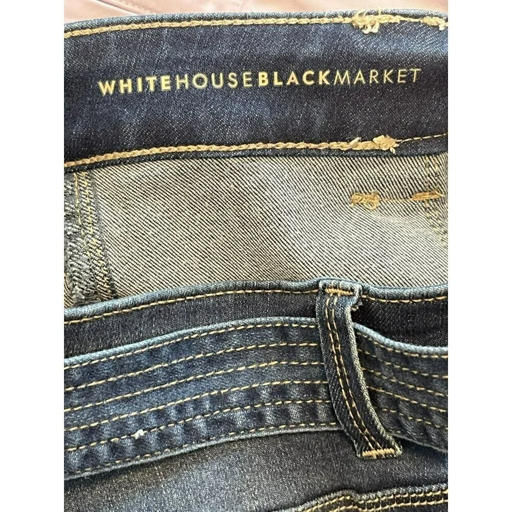 NWOT White House Black Market Womens Sky Utility Trouser Denim Jeans sz 4 Dark